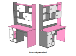 Písací stôl - PINK TYP B - farebné prevedenie