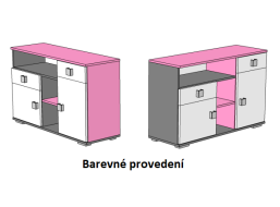 Komoda - PINK TYP B - farebné prevedenie