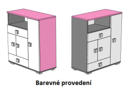 Komoda - PINK TYP D - farebné prevedenie