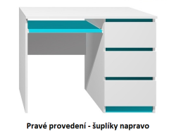 Písací stôl - CITY TYP A - pravé prevedenie