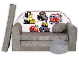 Detská pohovka CARS - šedá