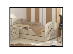 Detská posteľ s výrezom MAČIČKA - prírodná 140x70 cm