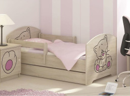 Detská posteľ s výrezom MAČIČKA - ružová 160x80 cm