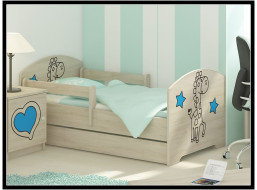 Detská posteľ s výrezom ŽIRAFA - modrá 160x80 cm