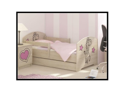 Detská posteľ s výrezom ŽIRAFA - ružová 140x70 cm