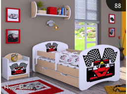 Detská posteľ so zásuvkou 160x80cm Ferarri - svetlá hruška