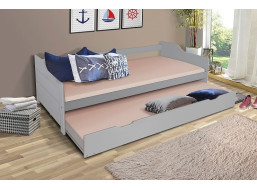 Detská posteľ s výsuvnou prístelkou z MASÍVU 200x90 cm BABETA - šedá