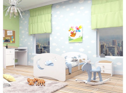 Detská posteľ so zásuvkou 180x90 cm s výrezom NOČNÝ OBLOHA + matrace ZADARMO!