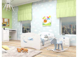 Detská posteľ so zásuvkou 190x90 cm s výrezom NOČNÝ OBLOHA + matrace ZADARMO!