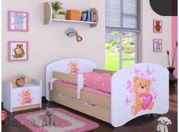 Detská posteľ so zásuvkou 160x80cm MÍŠA - svetlá hruška