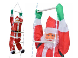 Vianočná svietiace LED dekorácie Santa na rebríku - 240 cm