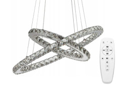 Stropné LED krištáľové svietidlo PLATON rings 30 + 50 cm - 76W - s ovládačom