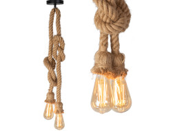 Stropné svietidlo 2 ROPES - kov / lano