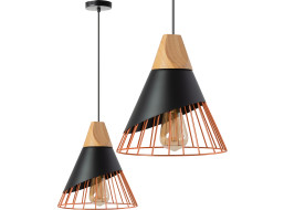 Stropné svietidlo scanda wire - kov / drevo - rose gold