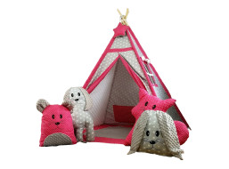 Detský stan TEEPEE (TÍPÍ) EXCLUSIVE s doplnkami - TMAVORUŽOVÝ