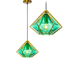 Stropné svietidlo EMERALD DIAMOND - kov / sklo - zlaté / zelené