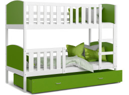 Detská poschodová posteľ so zásuvkou TAMI Q - 200x90 cm - zeleno-biela