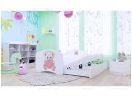 Detská posteľ pre DVA (s výsuvným lôžkom) 160x80 cm - MACKO so srdiečkami