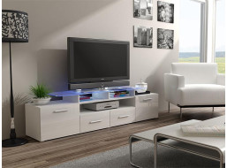 Televízny stolík EVA - biely / biely lesklý