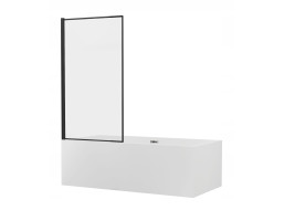 Vaňová zástena MEXEN ALEX - s kĺbom - 70x140 cm - čierna - číre sklo, 893-070-001-70-70