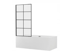 Vaňová zástena MEXEN ALEX s mriežkou - pevná - 70x140 cm - čierna - číre sklo, 893-070-000-70-77
