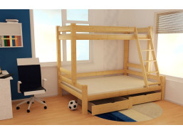 Detská poschodová posteľ s rozšíreným spodným lôžkom z MASÍVU 200x90cm so šuplíkmi PAVLÍNA