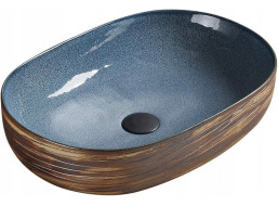 Keramické umývadlo MEXEN Agota - 58x40,5x13,5 cm - hnedo / modré, 22025866