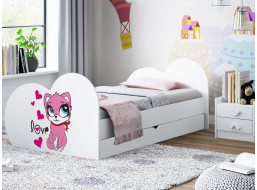 Detská posteľ zamilovaní MAČIČKA 200x90 cm, so zásuvkou (11 farieb) + matrace ZADARMO