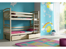 Detská poschodová posteľ z masívu so zásuvkami - PP003