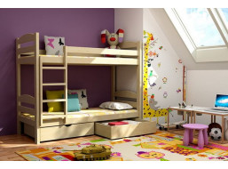 Detská poschodová posteľ z masívu bez šuplíku - PP004
