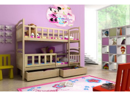 Detská poschodová posteľ z masívu so zásuvkami - PP005