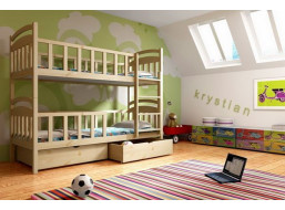 Detská poschodová posteľ z masívu so zásuvkami - PP007