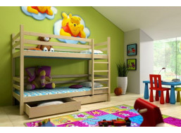 Detská poschodová posteľ z masívu so zásuvkami - PP008