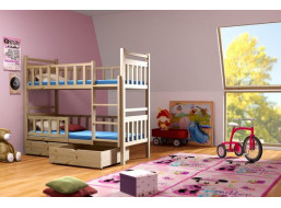 Detská poschodová posteľ z masívu so zásuvkami - PP009