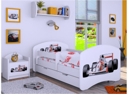 Detská posteľ so zásuvkou 160x80cm FORMULA F1 - biela