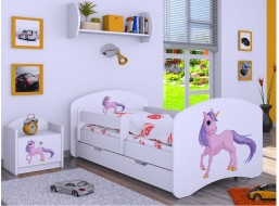 Detská posteľ so zásuvkou 160x80cm Jednorožec - biela