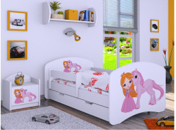 Detská posteľ so zásuvkou 160x80cm PRINCEZNA A Jednorožec - biela