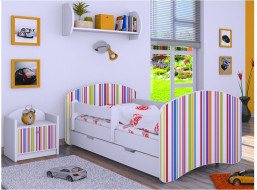 Detská posteľ so zásuvkou 160x80cm PRÚŽKY - biela