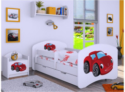 Detská posteľ so zásuvkou 180x90cm RED CAR - biela