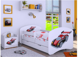 Detská posteľ so zásuvkou 180x90cm SUPER FORMULE - biela