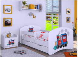Detská posteľ so zásuvkou 160x80cm SUPER LOKOMOTÍVA - biela
