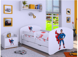 Detská posteľ so zásuvkou 160x80cm SUPERMAN - biela
