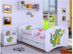 Detská posteľ so zásuvkou 160x80cm ZELENÝ DRAK - biela