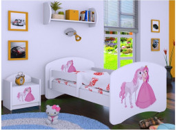 Detská posteľ bez šuplíku 180x90cm PRINCEZNA A KONÍK - biela
