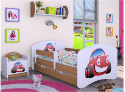 Detská posteľ so zásuvkou 160x80cm AUTÍČKO - buk