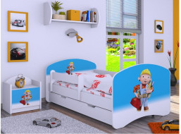 Detská posteľ so zásuvkou 160x80cm BOŘEK STAVITEL - biela