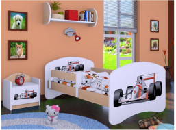 Detská posteľ bez šuplíku 160x80cm FORMULA F1 - svetlá hruška