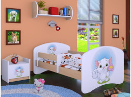 Detská posteľ bez šuplíku 180x90cm MAČIČKA s kvietkami - svetlá hruška