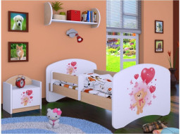 Detská posteľ bez šuplíku 160x80cm MACKO S BALONKY - svetlá hruška