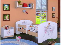 Detská posteľ bez šuplíku 160x80cm PRINC NA BIELOM KONI - svetlá hruška